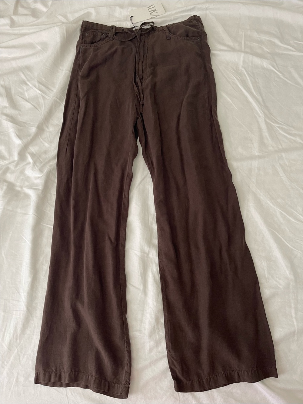 Brown Women’s Drawstring Linen Blend Pants size 6